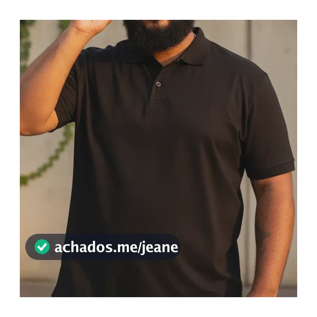 Camisa Polo Plus Size Masculina Lisa Com Punho Preta