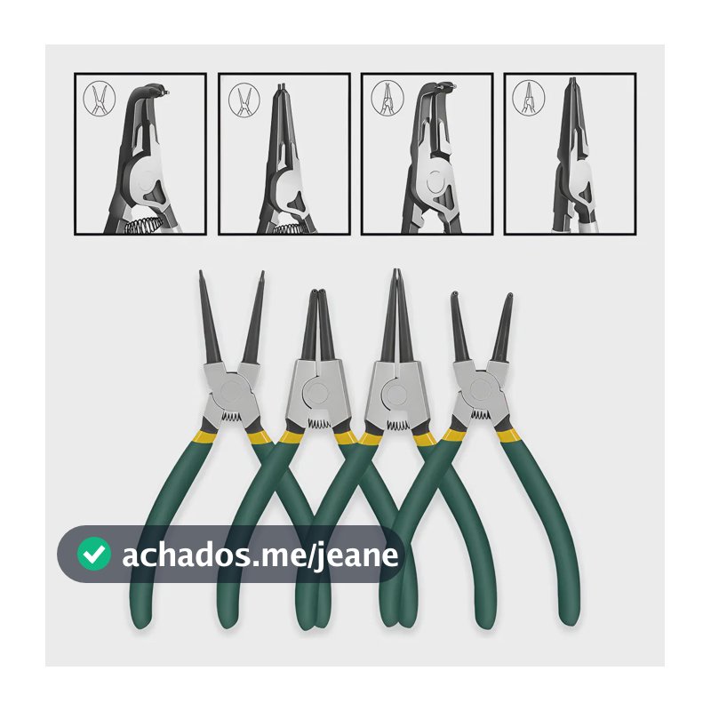 Alicate Anéis Elástico Interno Externo Curvo Para Trava 7pol Kit