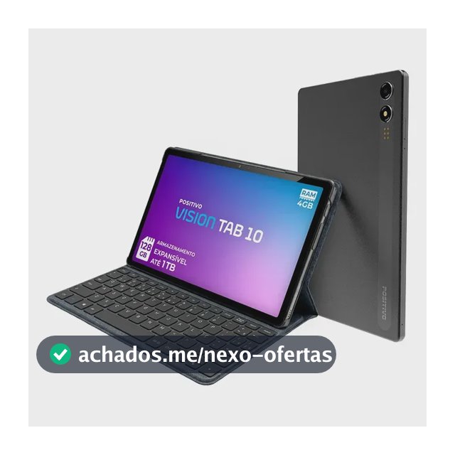 Positivo Vision TAB10 T3010 4GB RAM 128GB SSD com Capa Teclado Octa-Core 5 13MP Bateria 6000mAh Tela 10.1“ HD Wifi AC e 4G Full Lamination - Preto