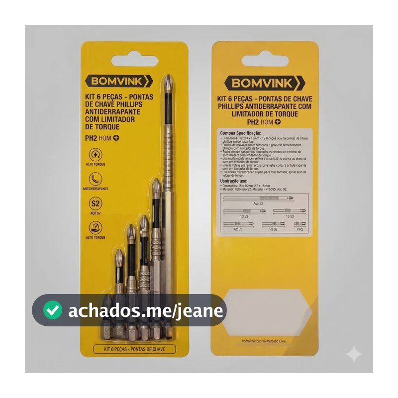 Kit 6 Peças Chave Phillips Antiderrapante Ph2 1/4 Bom-5055