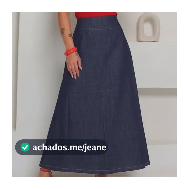 Saia Evasê Longa Midi Evangélica Cintura Alta Jeans E Linho