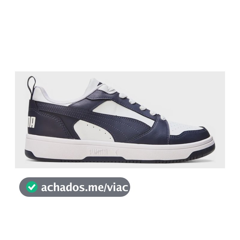 Tênis Casual Masculino Rebound V6 Low Puma Puma White-new Navy Liso 40 Br