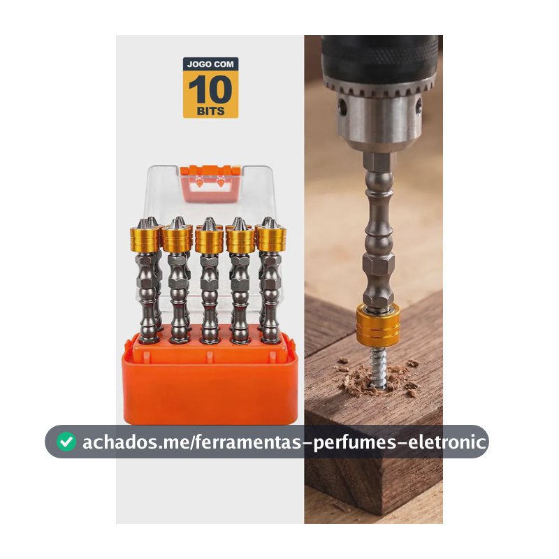 Jogo com 10 Bits Philips PH2 da Núcleo Ferramentas para Parafusadeiras - Ponteira Dupla PH2 Imantada 65mm Encaixe Sextavado de ¼ polegada Aço S2 HRc 54-58 com Limitador