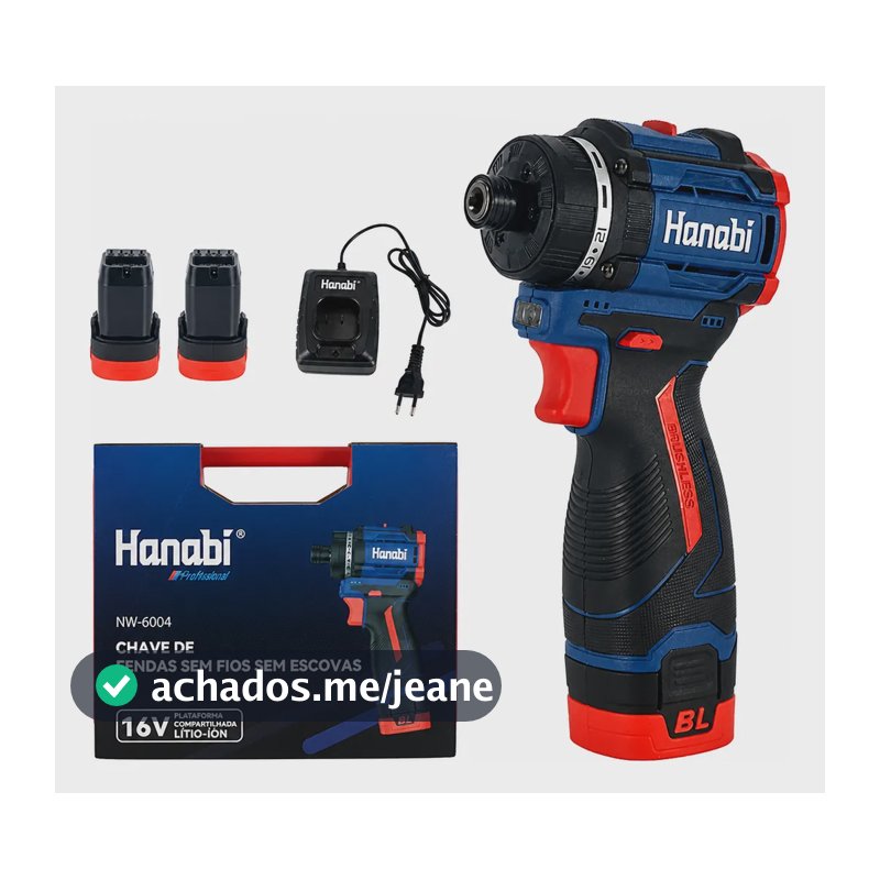 Parafusadeira Brushless 16v Hanabi 1/4 Com Luz Preto 127/220v 50/60hz