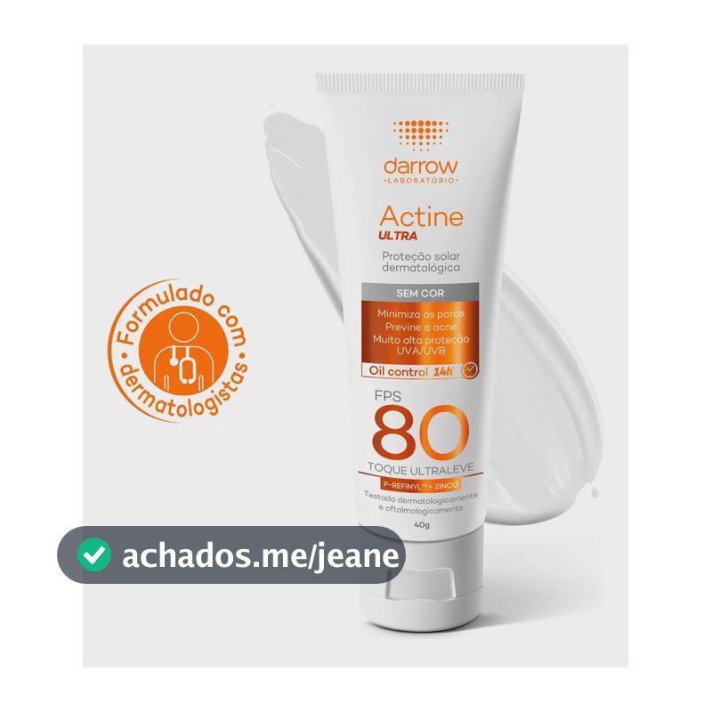 Protetor Solar Facial Dermatológico Darrow Actine Ultra FPS 80 40g