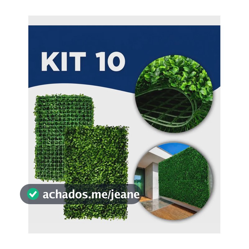 Kit C/10 Jardim Vertical Artificial Placa Buchinho 60x40cm Branco