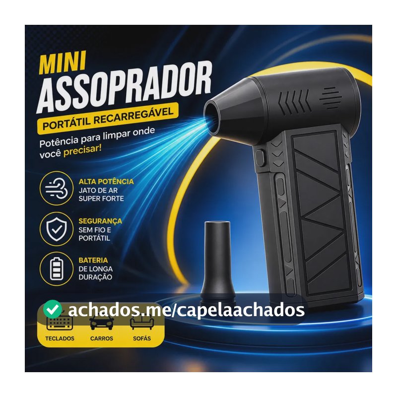 Mini Ventilador Soprador Ar Turbo 130000RPM Sem Fio Recarregável USB 3 Níveis Jato Forte Portátil Multiuso Limpeza Teclado Carro Acende Churrasqueira Simake