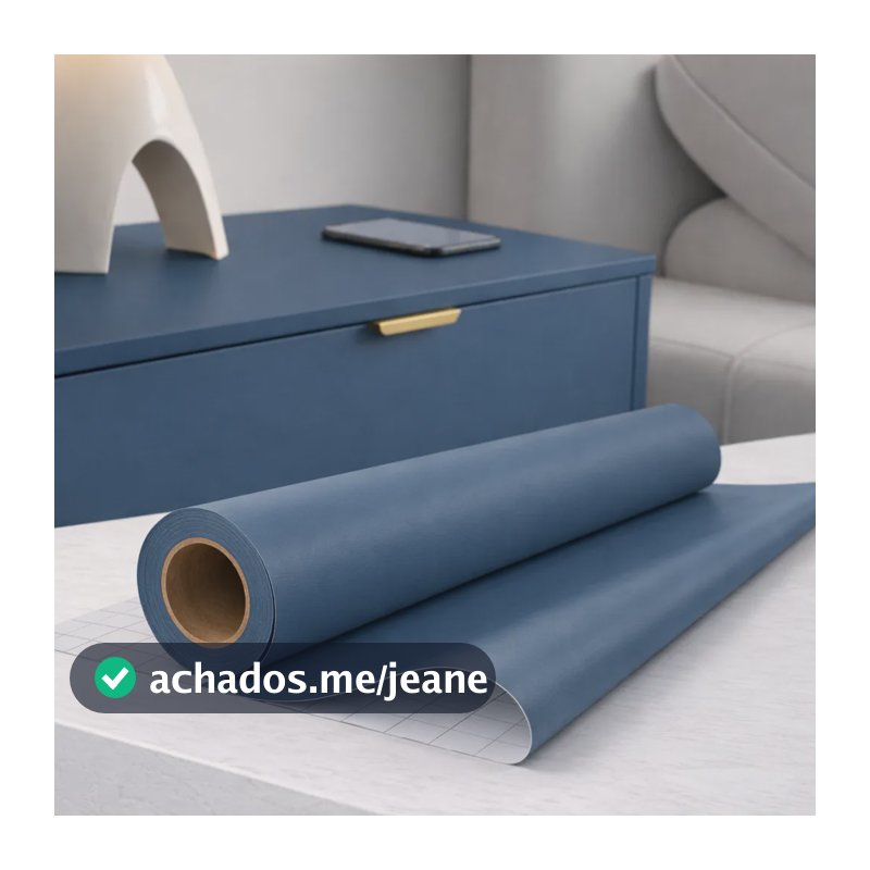 Revestimento Adesivo Texturizado Envelopamento Mesa Móveis Azul Urbano