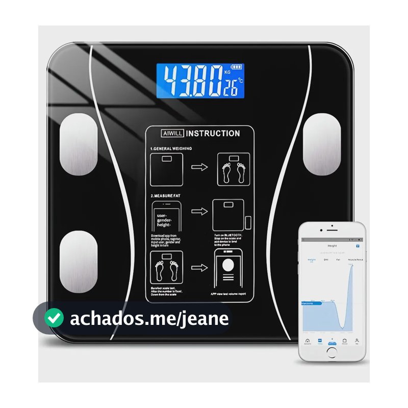 Balança Corporal Bioimpedância Profissional Bluetooth Saude