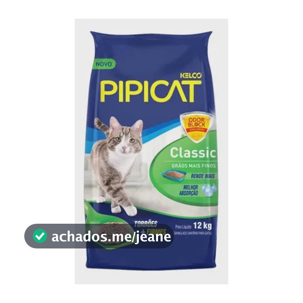 Areia Pipicat Classic 12 Kg Para Gatos