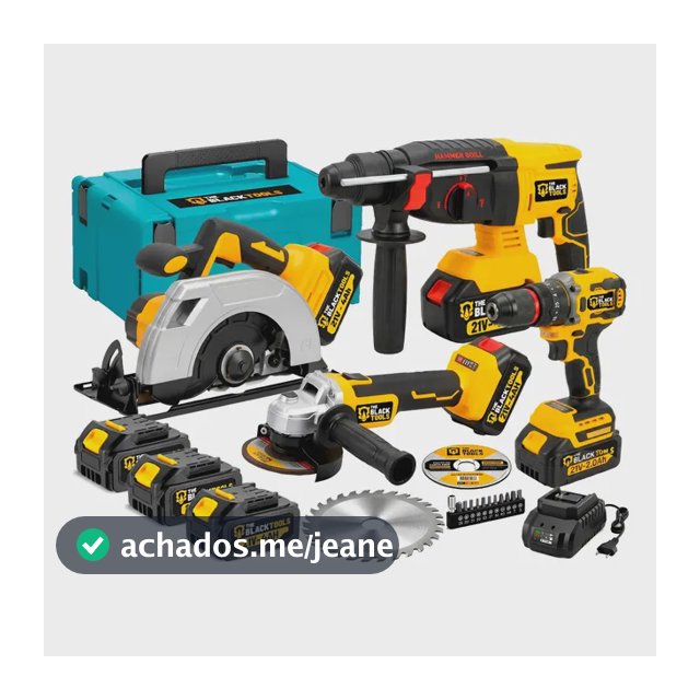 Kit 4 Ferramentas Sem Fio 21v Furadeira Martelete Lixadeira