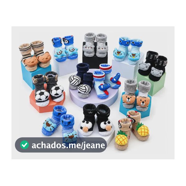 Kit 06 Pares Meia 3d Bebê Bichinhos Sapatinho 06 Sortidos Menina 0-24 Meses