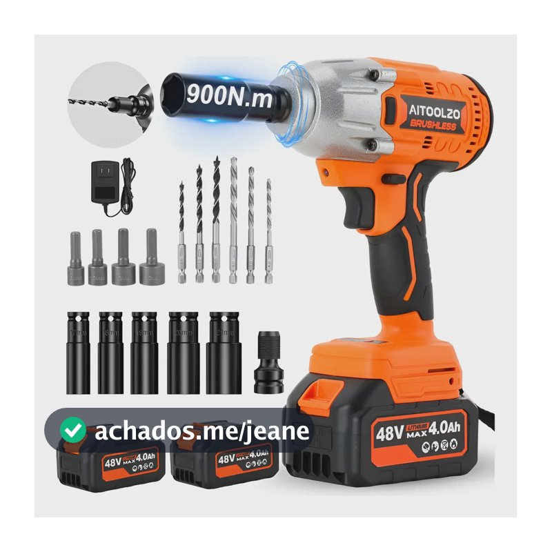 Parafusadeira Chave De Impacto 48v C/2bateria + Luz Aitoolzo Laranja 127/220v 60