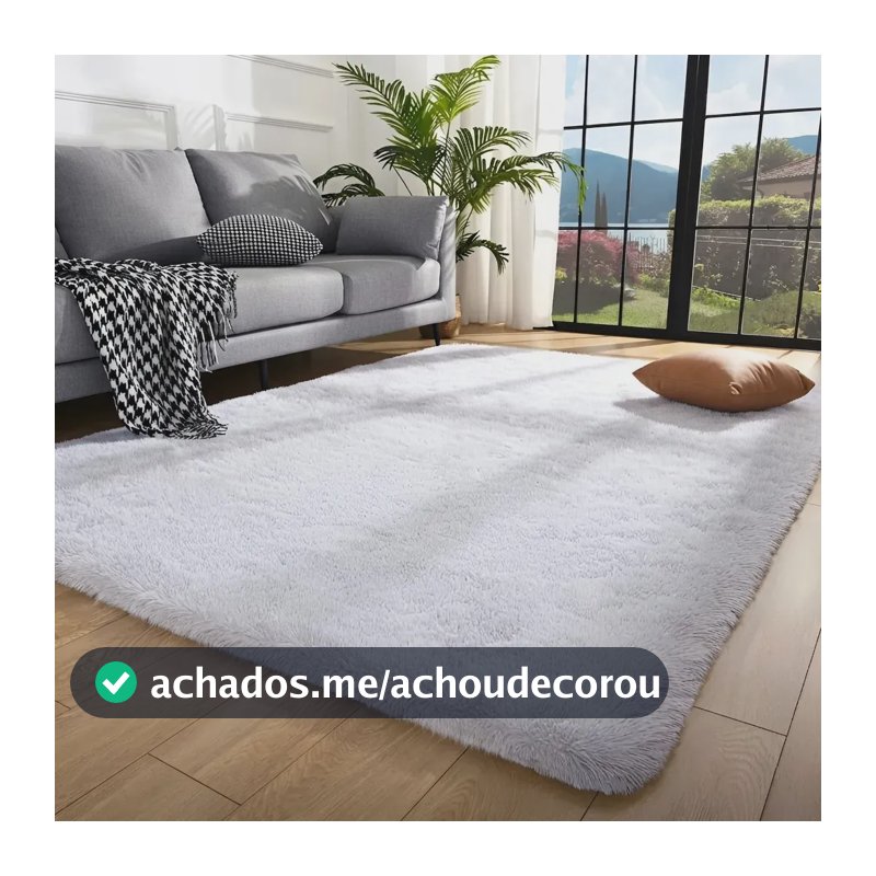 Tapete 2.00x1.50 Casa Laura Enxovais Shaggy Felpudo Para Quarto Sala Luxo Branco