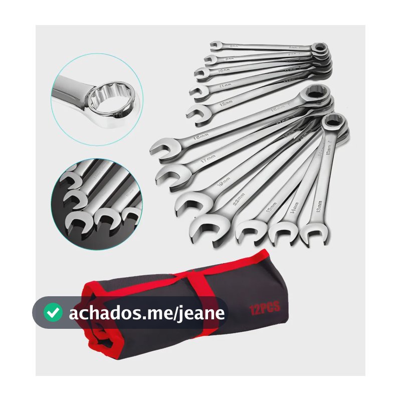 Jogo Chave Combinada 12 Pçs 8 A 22mm Boca Estrela Açocromado Prateado