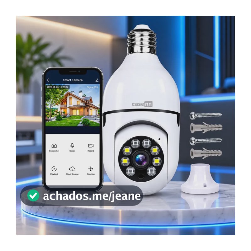 Câmera Lampada De segurança Casenn Ip Wifi Com Visão Noturna Interna Externa App Yoouse Espiã 360º Cor Branco
