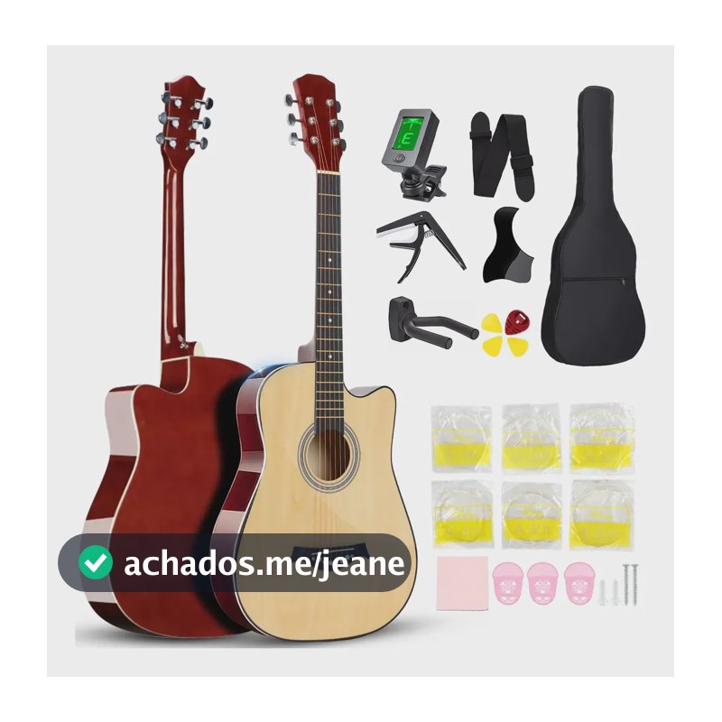 Kit 38in Violão Acústico Clássico Iniciante Afinador+estojo
