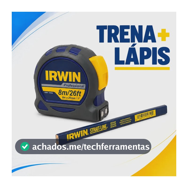 Kit Irwin - Trena De Aço Profissional 8m Com Trava + Lápis