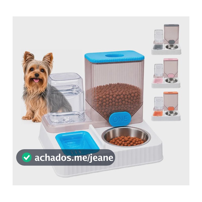 Bebedouro E Comedouro Alimentador Automático Gravidade Pet Cor Azul