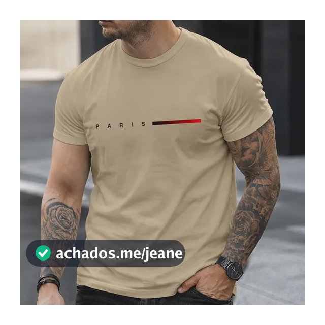 Camiseta Masculina Estampa Paris 100% Algodão Premium Estilo