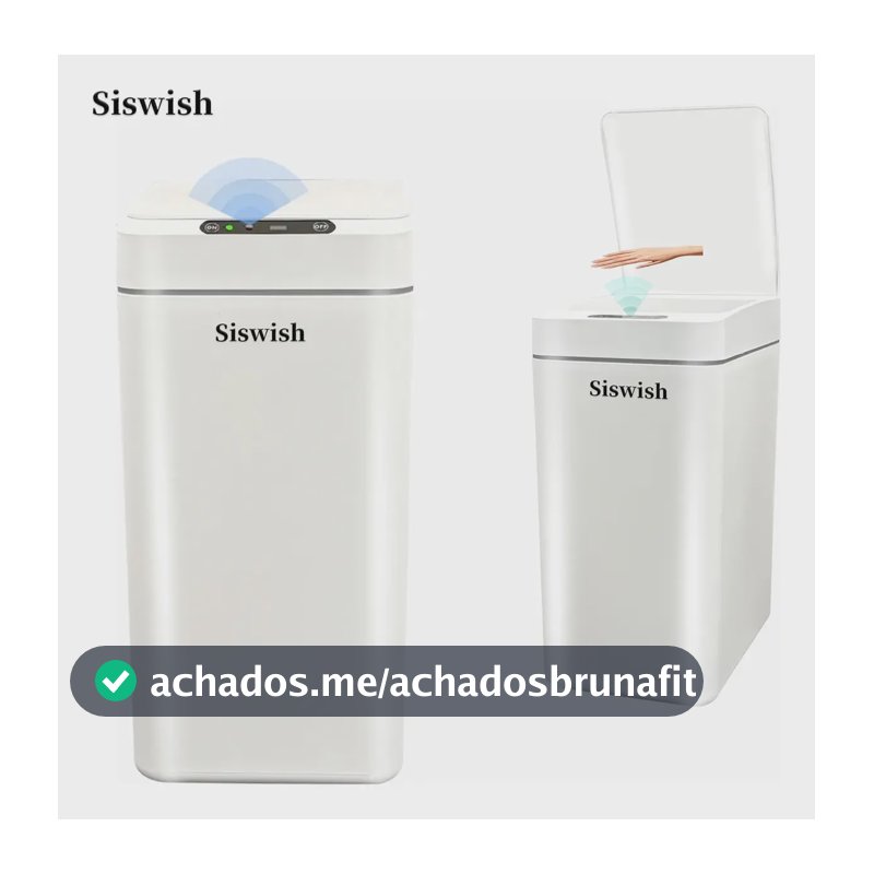 Lixeira Inteligente 12L Automática Com Sensor Infravermelho Lixeiras Para Banheiro Lixeira Para Escritório À Prova D’Água Antiodor Lixeira Cozinha Branca-siswish