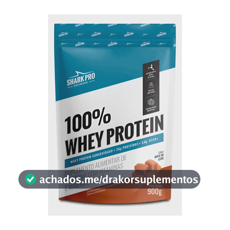 100% Whey Protein Conc Refil 900g Grow Soldiers - Shark Pro Sabor Doce De Leite