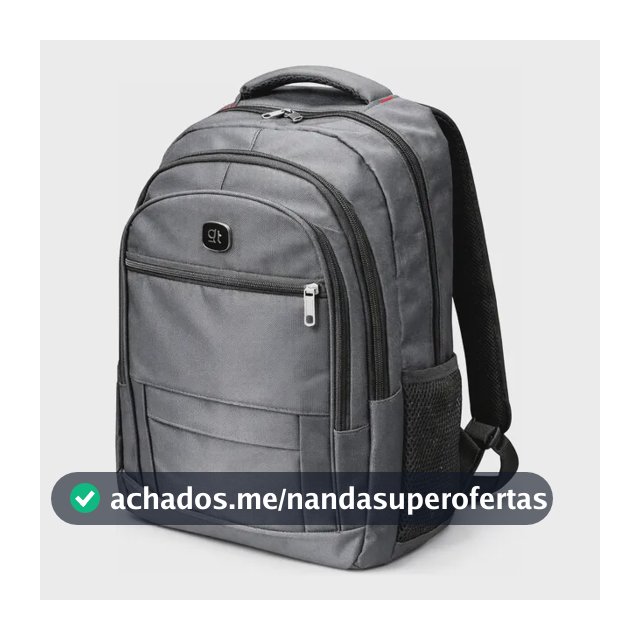 Mochila Fashion Básica 40l Para Notebook Cinza Liso