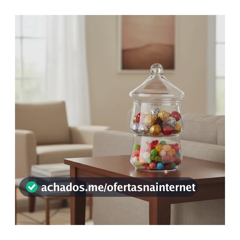 Bomboniere Empilhável Dupla 2x870ml Nuts Doce Bala Chocolate Vidro