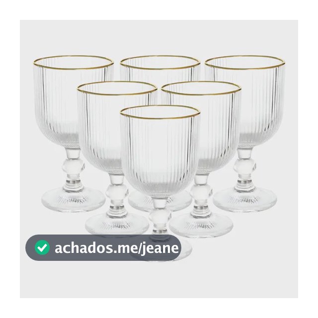 Jogo de Taças Versalhes Gold de Vidro para Vinho e Água com Borda Dourada 340ml