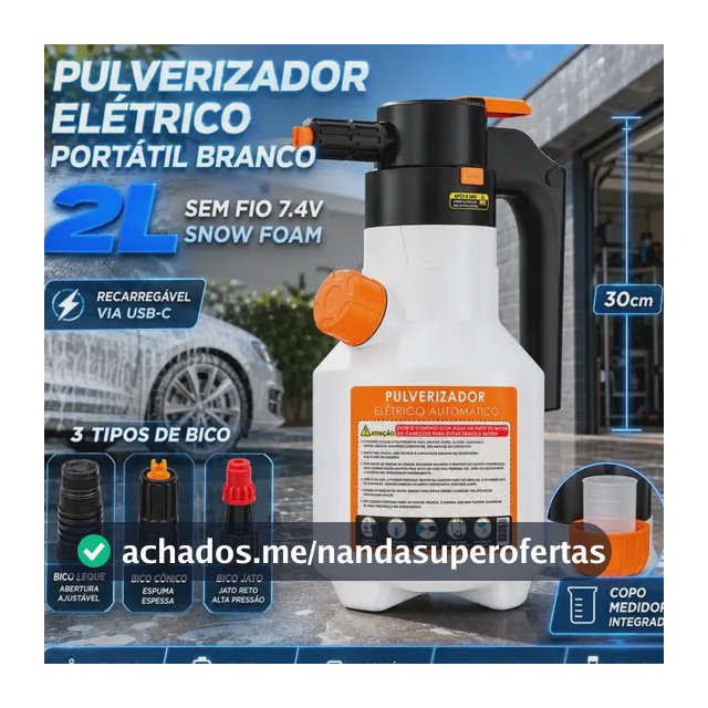 Pulverizador Elétrico de Espuma 2L VERUNTO para Lavagem Automotiva e Jardim