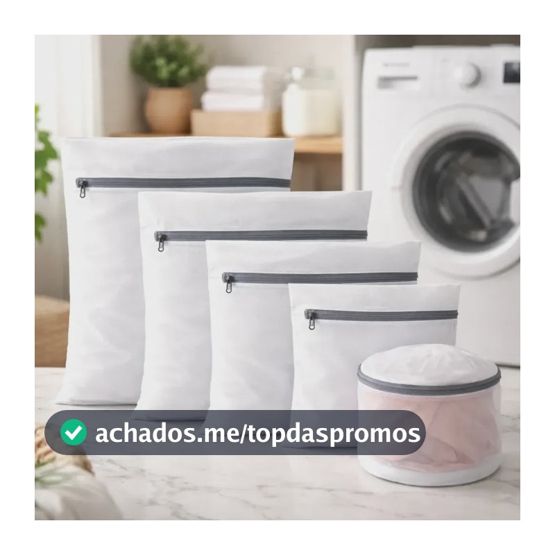 Kit 5 Sacos Para Máquina De Lavar Roupas Delicadas Lingerie Branco