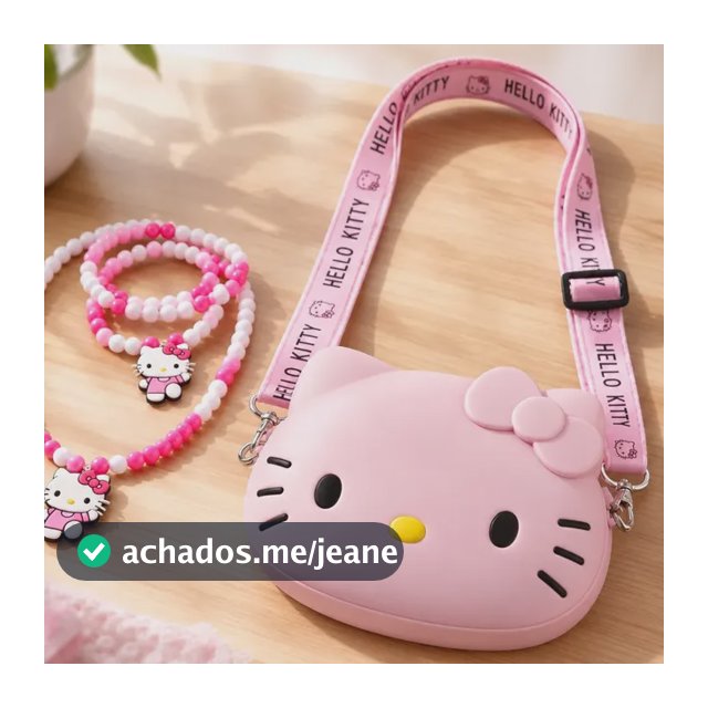 Bolsinha Infantil Transversal Hello Kitty + Pulseira E Colar
