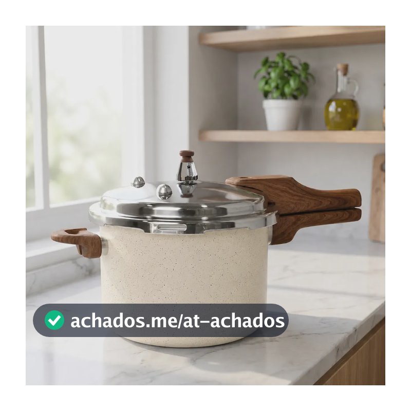 Panela Pressão 4,2l Indução Cerâmica 4 Válvulas Segurança Cor Branco Creme