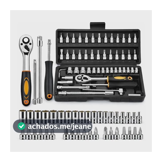 Kit Ferramenta Estojo Soquetes Chave Catraca Manual 46 Peças Preto