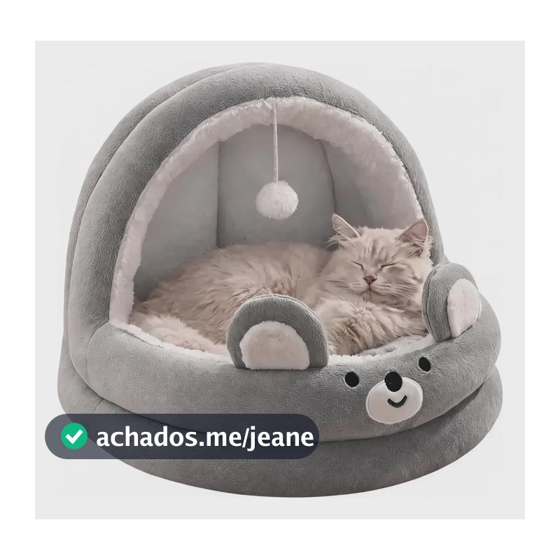 Cama Toca Pet Luxo Macia Quentinha Para Gatos E Cachorros Cinza/branco Liso