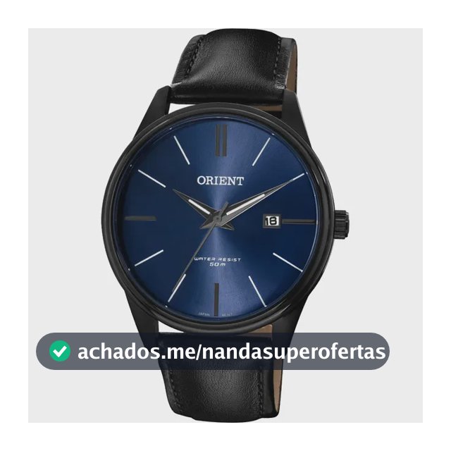 Relógio Orient Masculino Fundo Azul Pulseira Couro Calendário MPSC1018D1PX