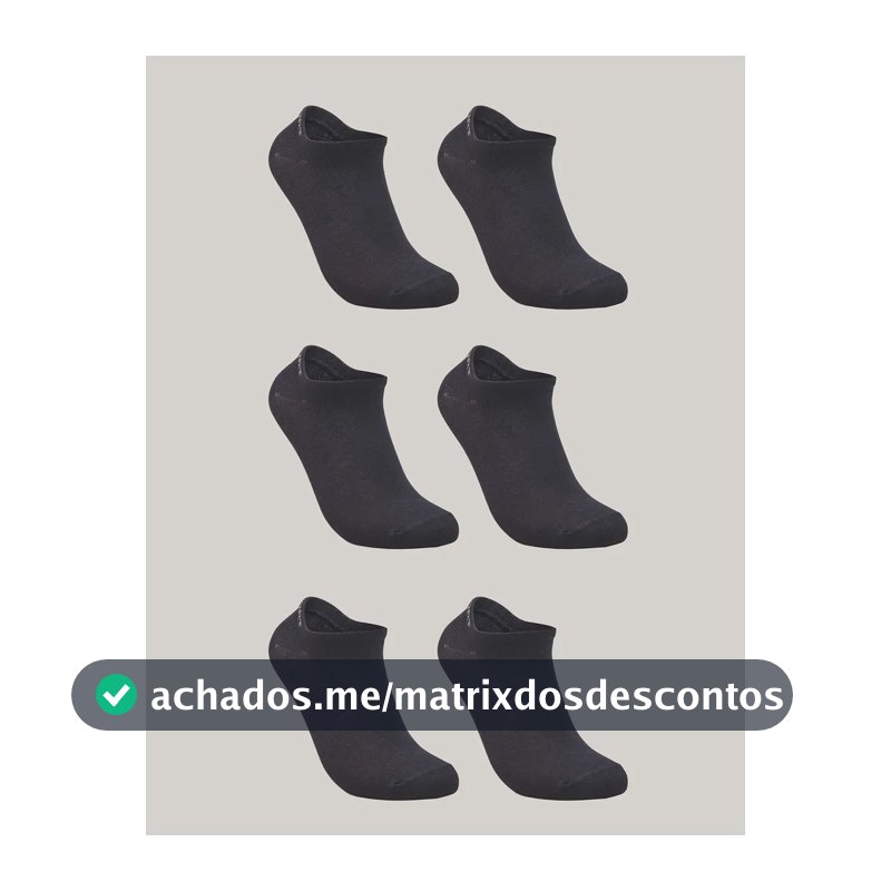 Kit De 6 Pares De Meias Masculino E Feminino Sapatilha Lupo Preto Liso 41-44