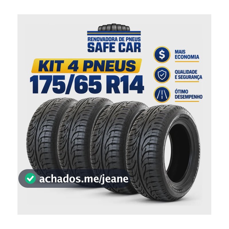 Pneu Safe Car Remold Premium 175/65 R14 Kit 4 Unidades