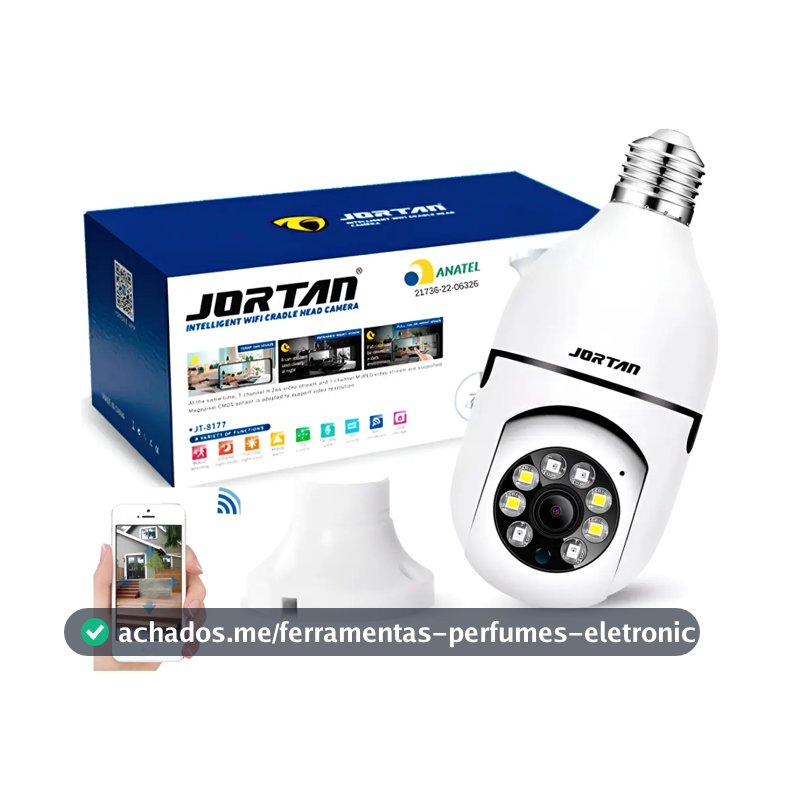 Câmera Lâmpada Segurança Inteligente Visão Noturna Hd Wifi Cor Branco