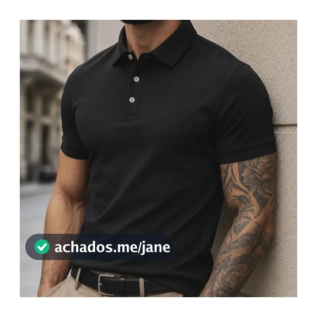 Camisa Polo Masculina Piquet Slim Manga Curta Preto P