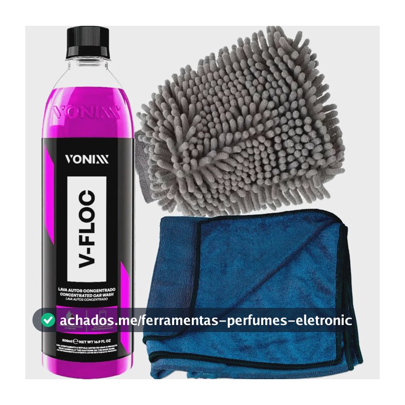 Shampoo V-floc Vonixx + Toalha Secagem + Luva Microfibra