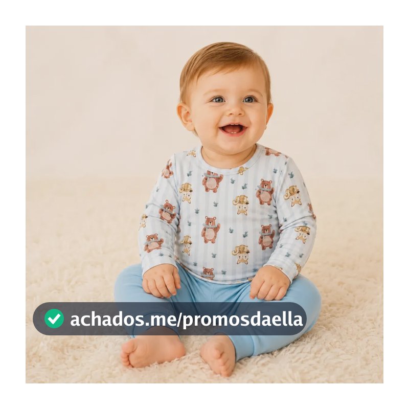 Magia Doce Pijamas Conjunto Pijama Bebê Azul bebê estampado P
