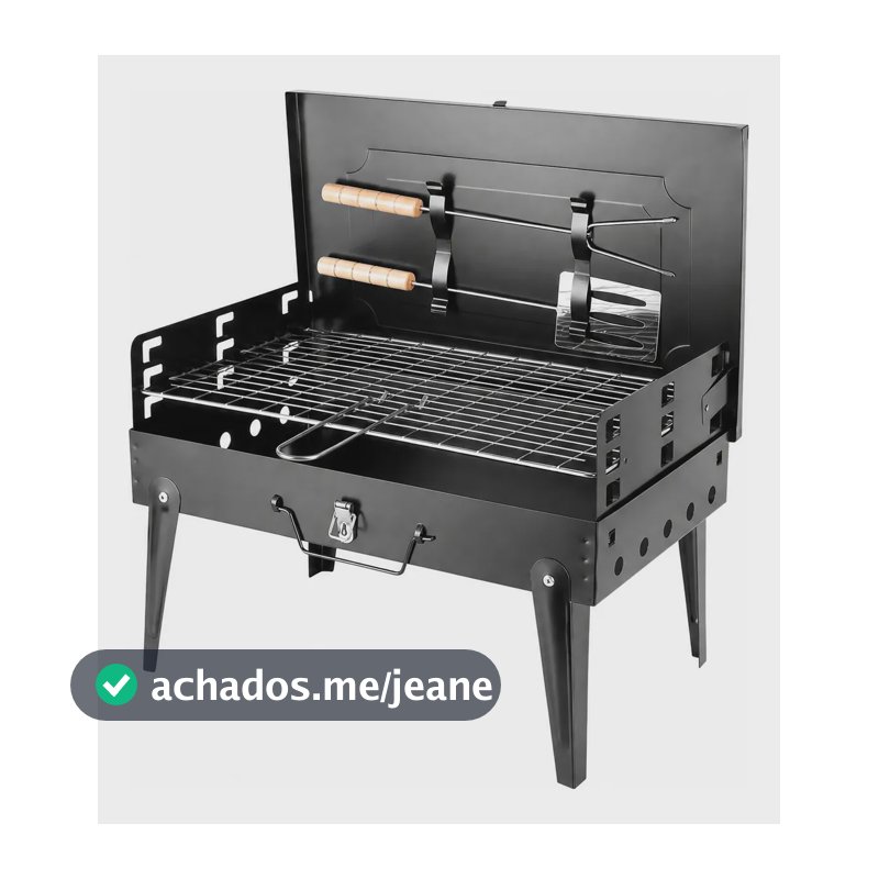 Mini Churrasqueira Dobrável Portátil Para Camping E Praia Preto