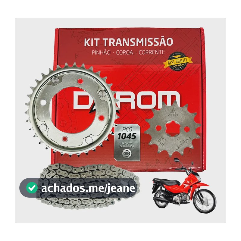 Kit Relação Transmissão Honda Pop 110i 2015 A 2025 Darom Aço 1045