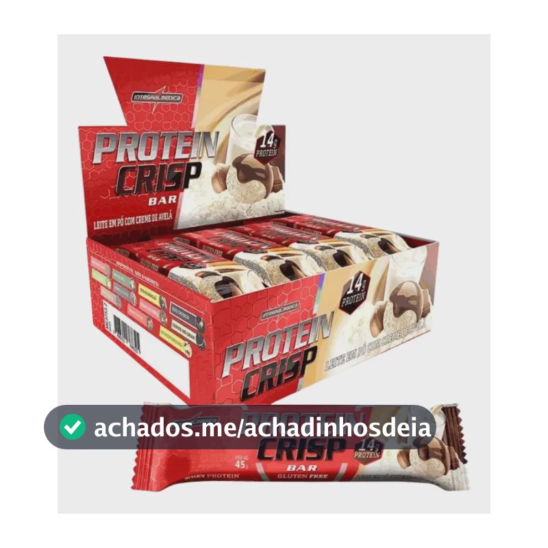 Barras de Proteínas Crisp Bar Ninho Creme De Avelã 12 Und Integralmédica Leite Em Pó Com Creme De Avelã