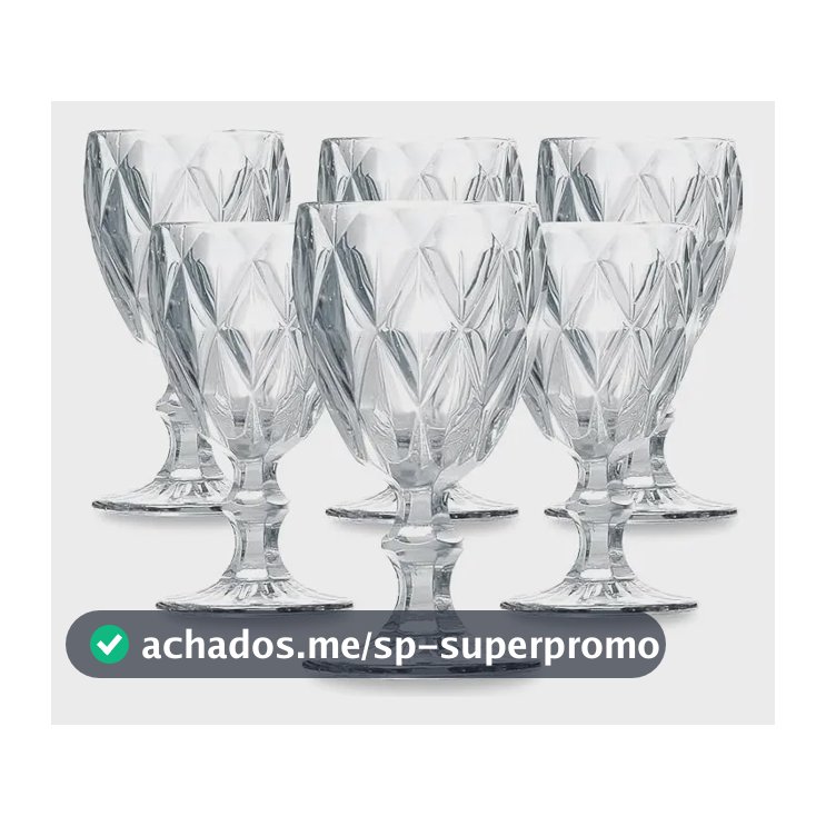 Conjunto de Taças de Vidro 340ml Diamond Line - 6 Peças Transparente