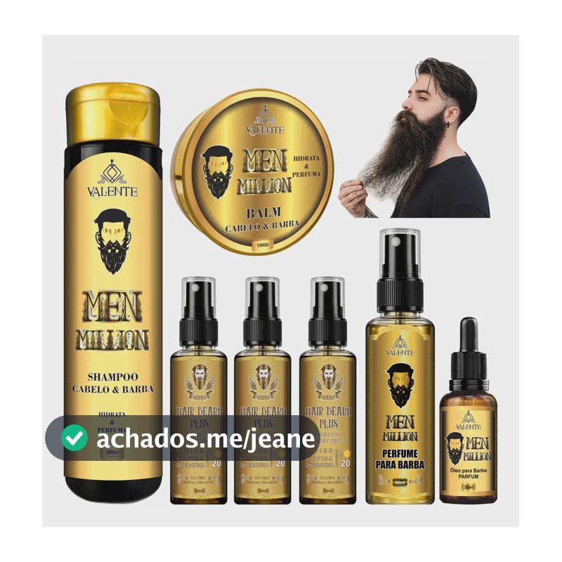 Kit Fortalecedor Men Barba E Cabelo Valente Completo 7 Itens