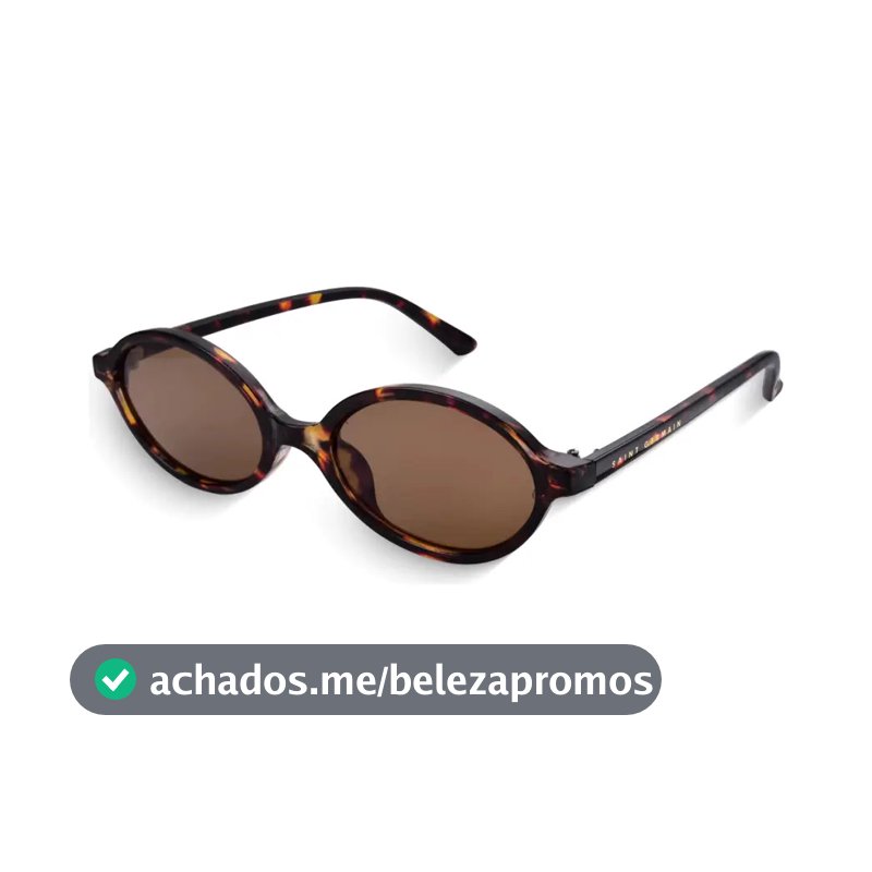 Óculos de Sol Saint Germain Siena Oval Tartaruga para Mulher com Lente Marrom e Proteção UV400