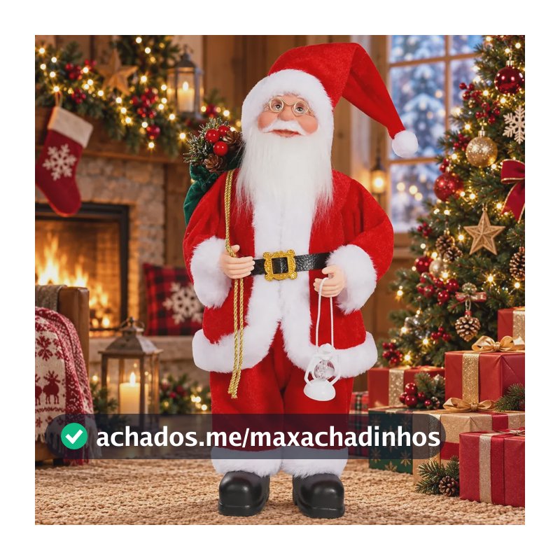 Decoração De Natal Com Papai Noel Em Figura Tecido De 32 Cm Vermelho Sem Fonte De Alimentação