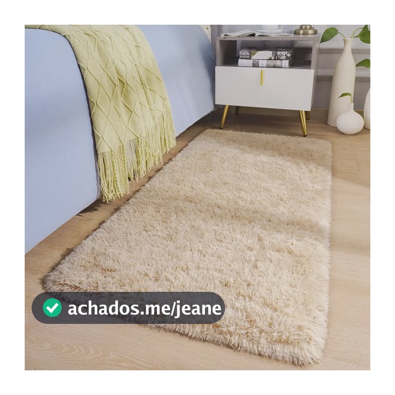 Passadeira Peluda 1x0,60 Bege Felpudo Texfine Para Corredor e Quarto